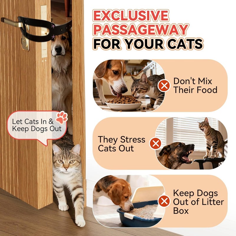TGIOW Cat Door Latch,2 Pcs Door Prop for Cats to Keep Dogs Out of Litter Box and Food, Preventing Hand Pinching, Cat Door Stopper with 6 Adjustable Straps 2.5-6.5" Wide, Including Door Plate, Black - Image 2